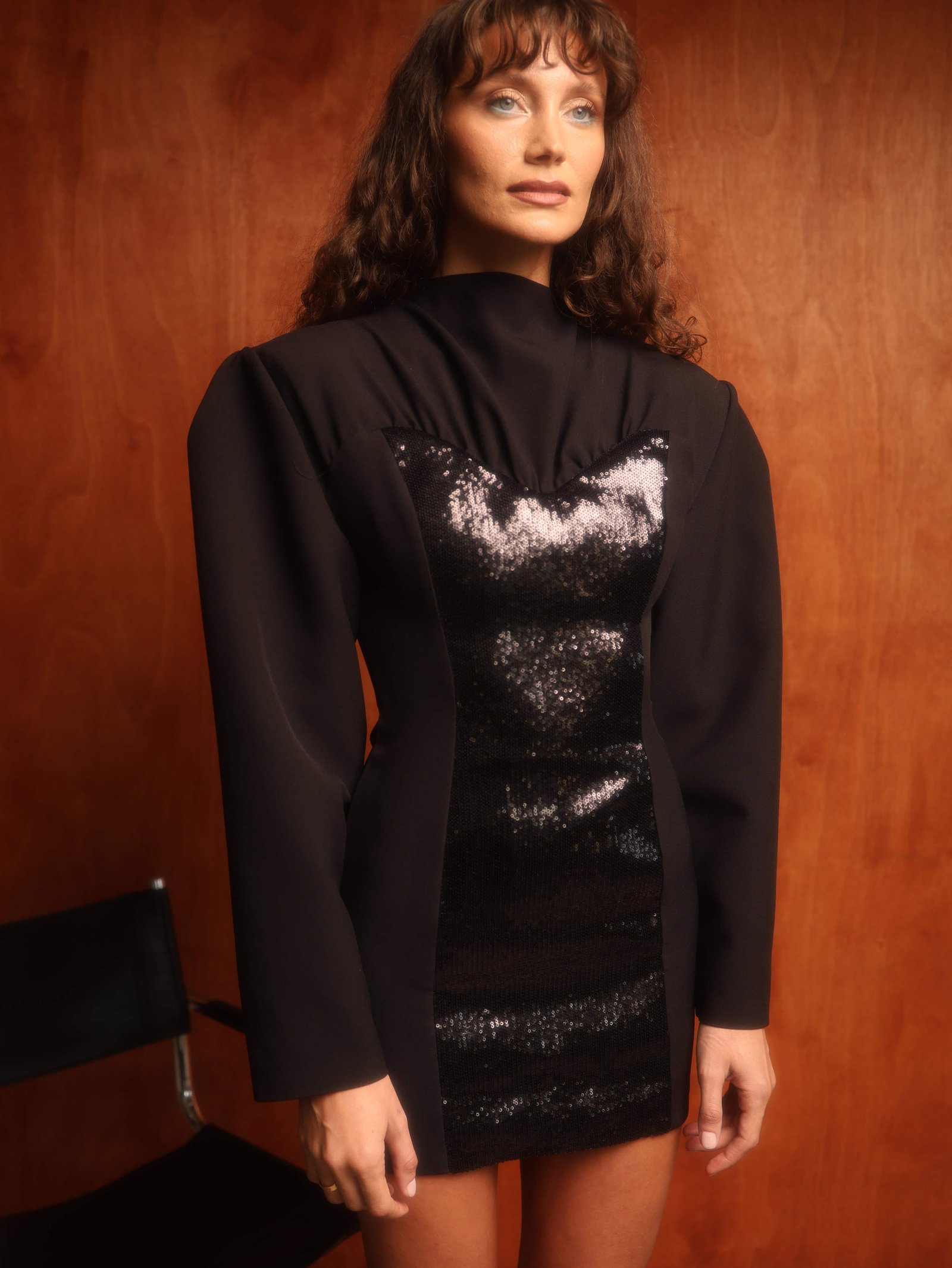 CORSET-DETAIL MINI DRESS