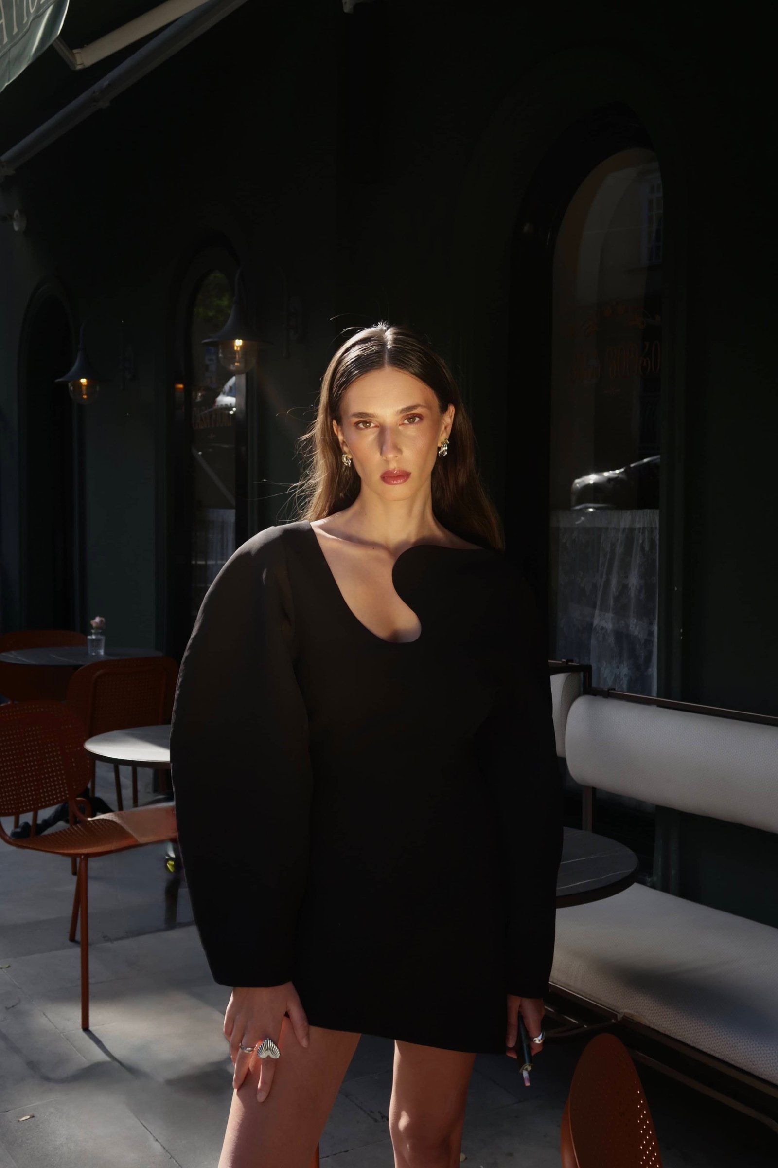 BLACK ASYMMETRIC DRESS