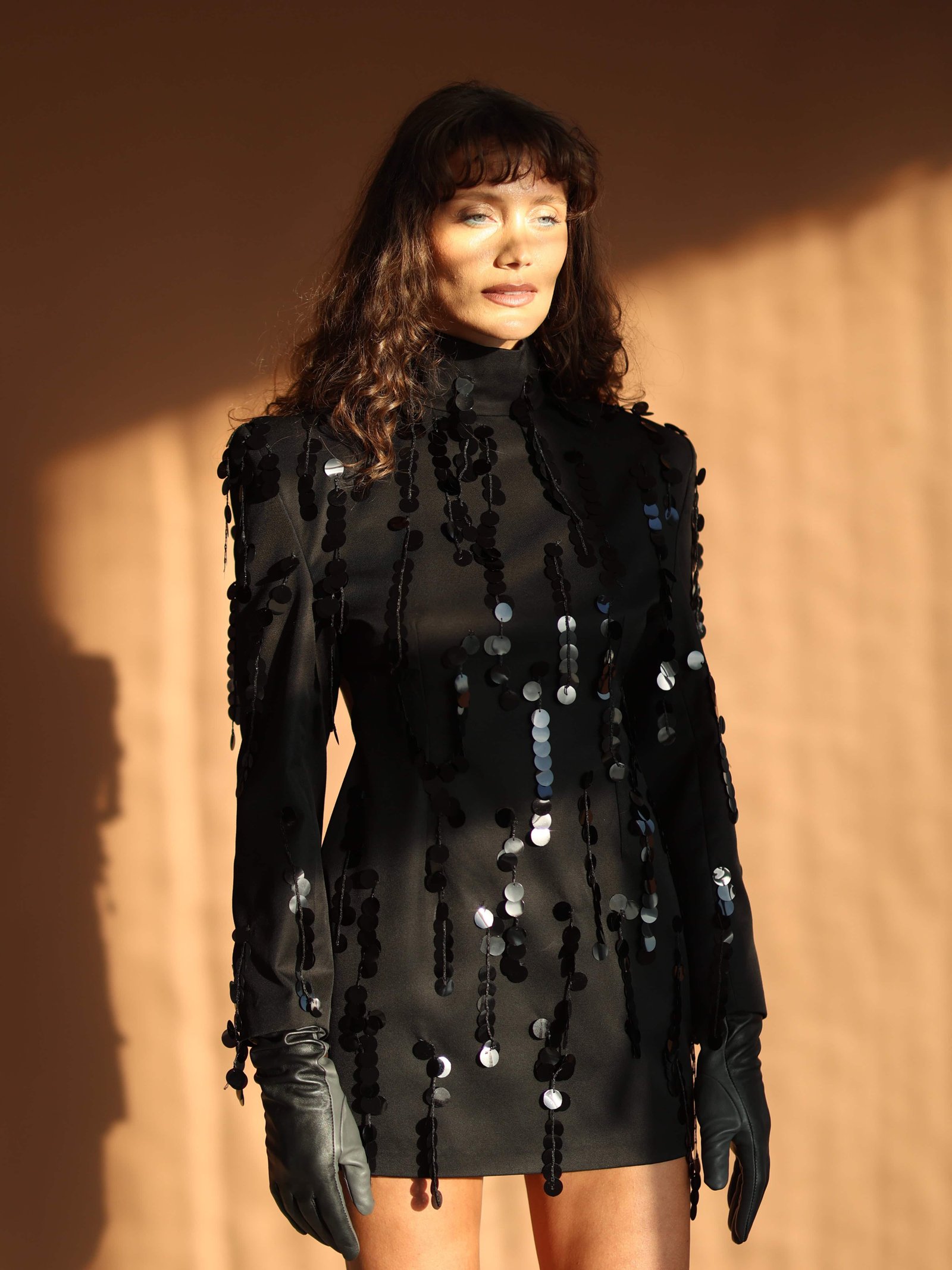 SEQUIN EMBELLISHED OPEN BACK DRESS