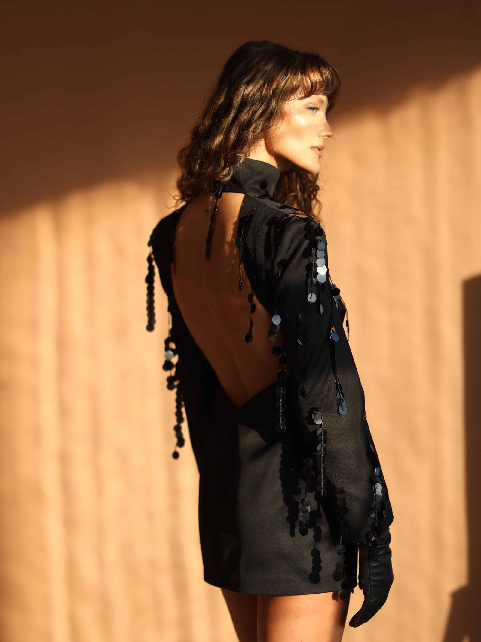 SEQUIN EMBELLISHED OPEN BACK DRESS