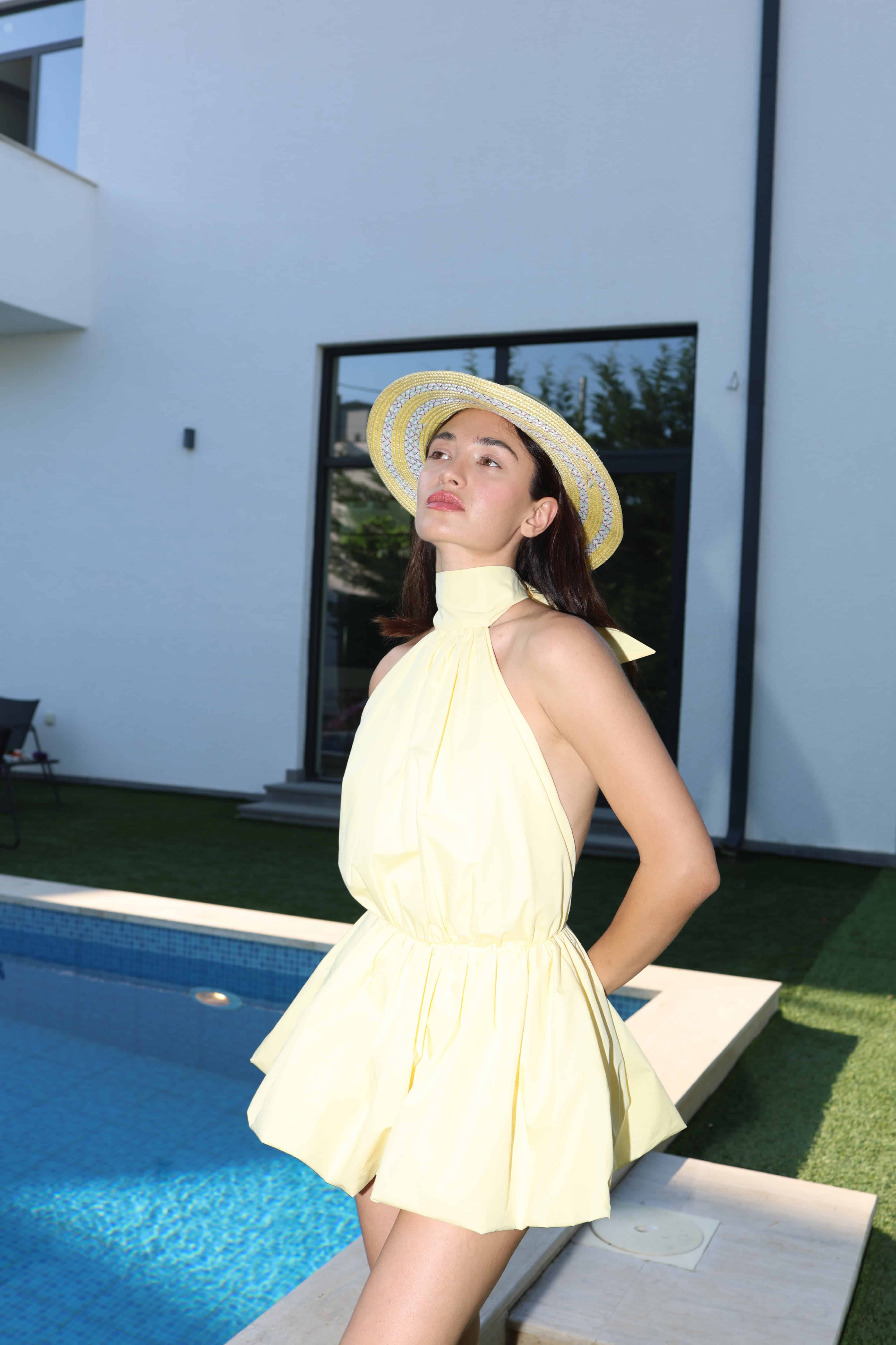 BUTTERCREAM YELLOW MINI POPLIN DRESS
